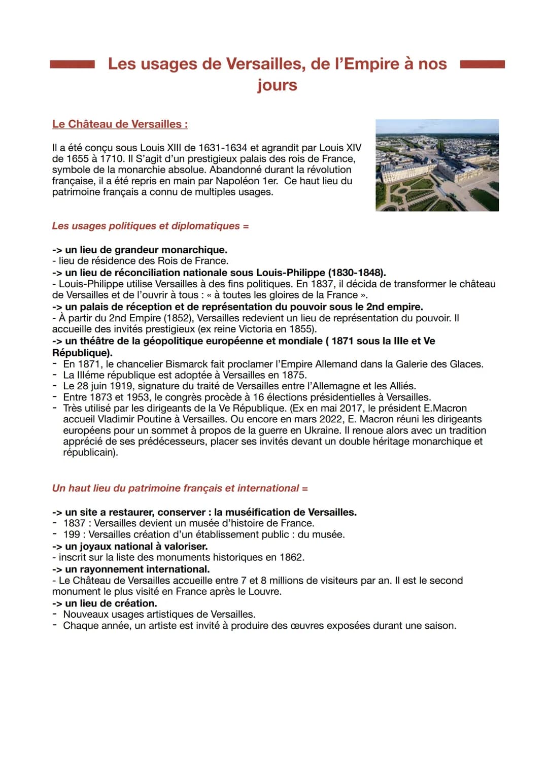 
<h2 id="lechteaudeversailles">Le Château de Versailles</h2>
<p>Le Château de Versailles a été conçu sous Louis XIII de 1631 à 1634 et agran