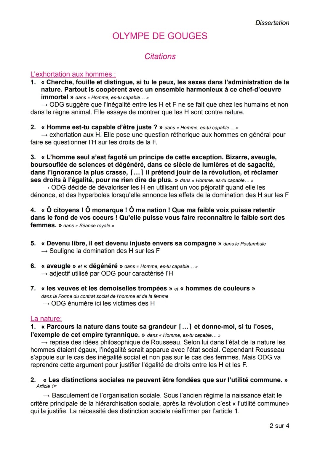 OLYMPE DE GOUGES
Introduction
Dissertation
-Au ♥de la révolution fr, dans un tournant historique, chargé d'idéaux et de
revendications, une 