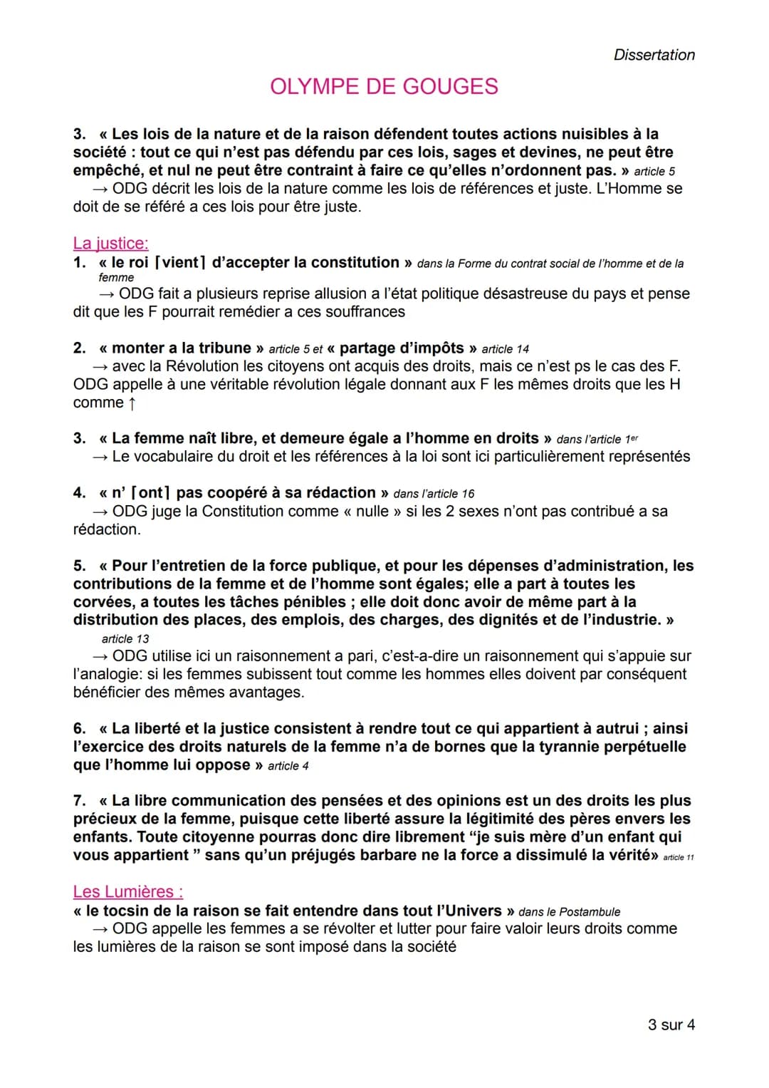 OLYMPE DE GOUGES
Introduction
Dissertation
-Au ♥de la révolution fr, dans un tournant historique, chargé d'idéaux et de
revendications, une 