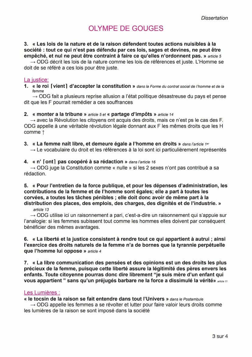 OLYMPE DE GOUGES
Introduction
Dissertation
-Au ♥de la révolution fr, dans un tournant historique, chargé d'idéaux et de
revendications, une 