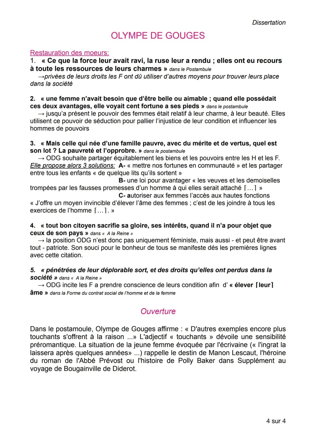 OLYMPE DE GOUGES
Introduction
Dissertation
-Au ♥de la révolution fr, dans un tournant historique, chargé d'idéaux et de
revendications, une 