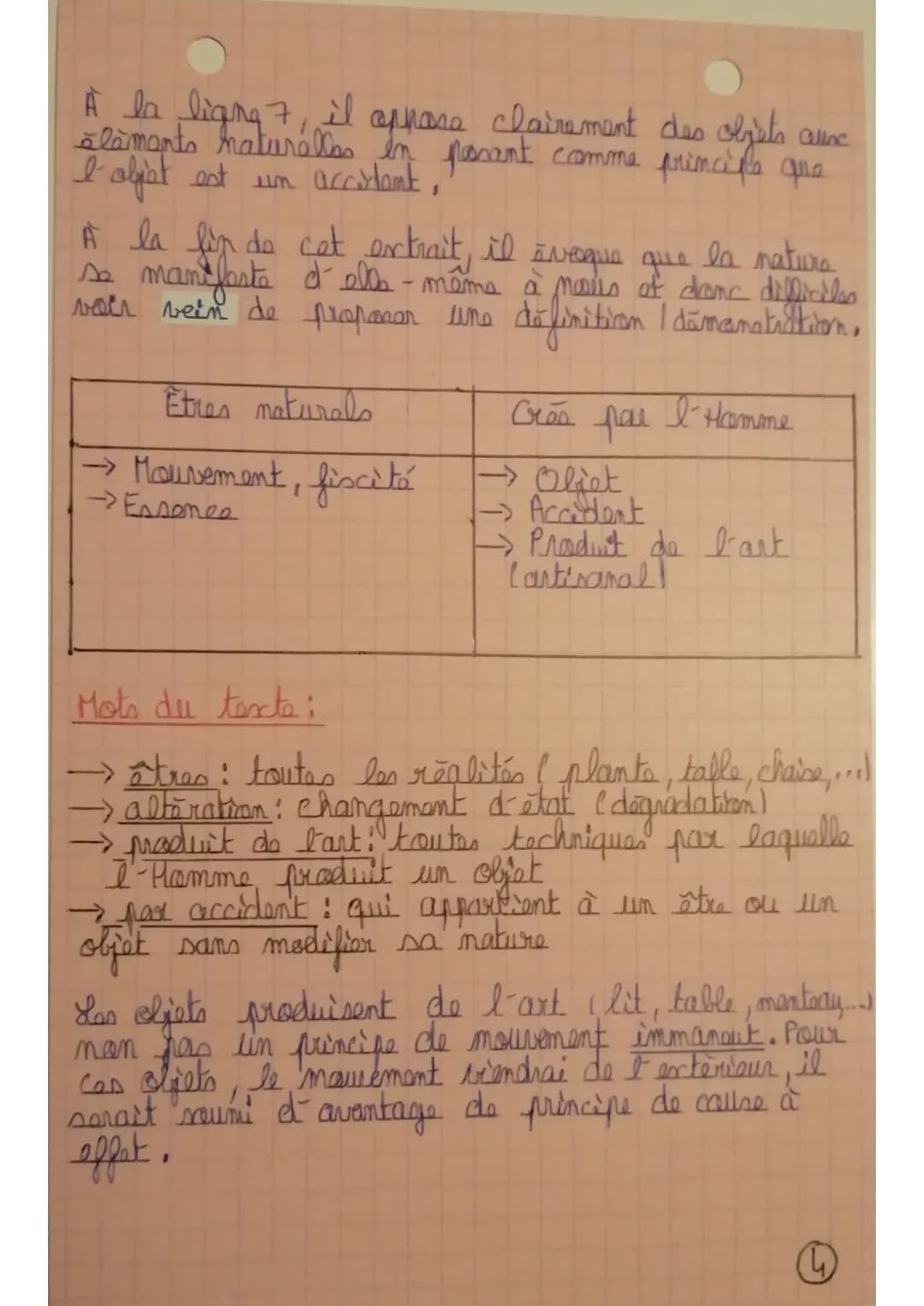À la liging 7, il appara clairement des objets auxc
slàments naturalles in passant comme principe que
I'objet est un accidant,
À la fin de c