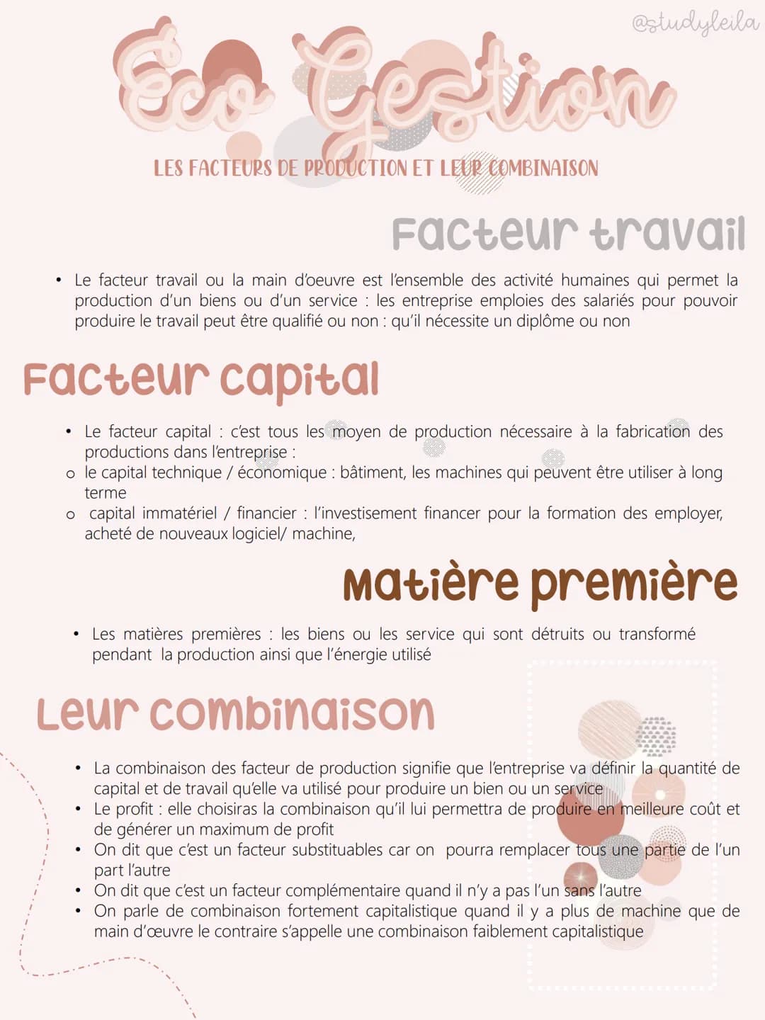 Facteur travail
• Le facteur travail ou la main d'oeuvre est l'ensemble des activité humaines qui permet la
production d'un biens ou d'un se