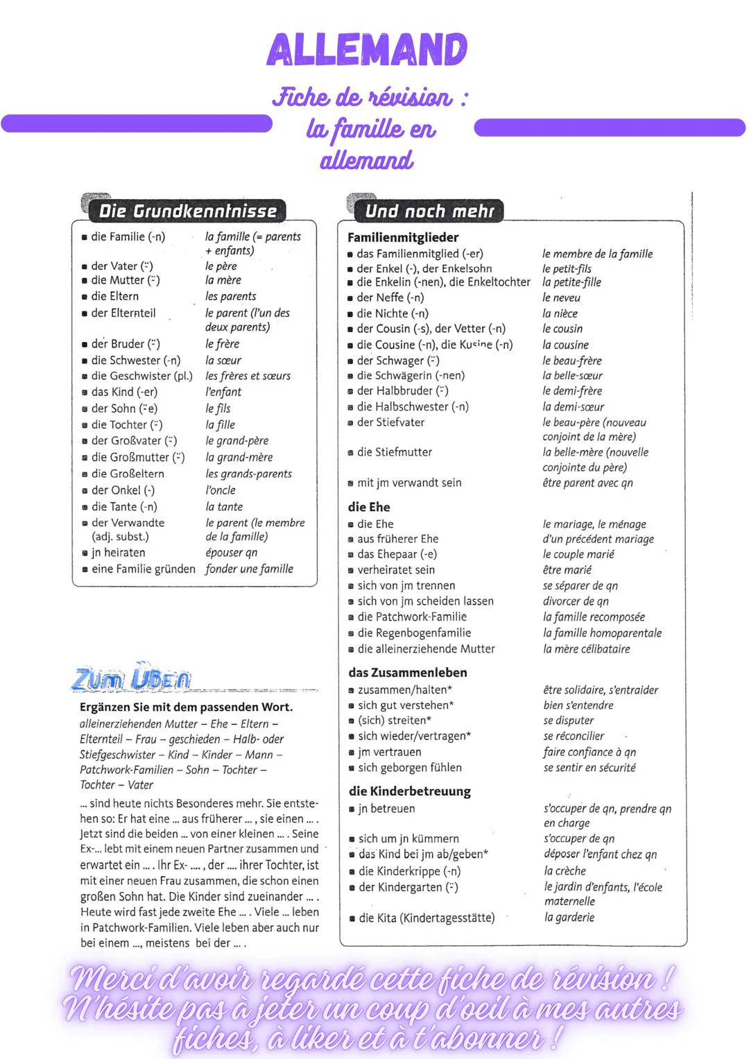Vocabulaire Allemand: La Famille et la Communauté