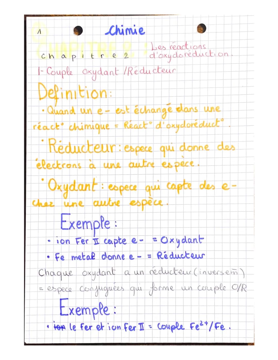 Les réactions d’oxydoréduction 