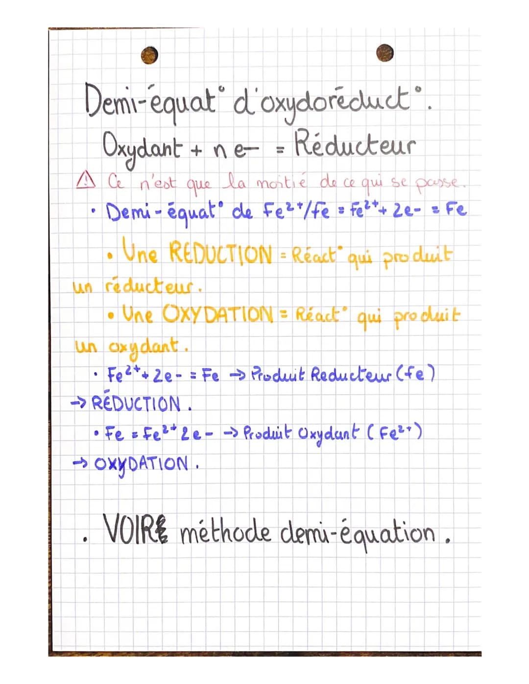 ^
Chimie
chapitr
e 2
1- Couple Oxydant / Réducteur
Definition:
• Quand un e- est échange dans une
react chimique = React" d'oxydoréductⓇ
• R