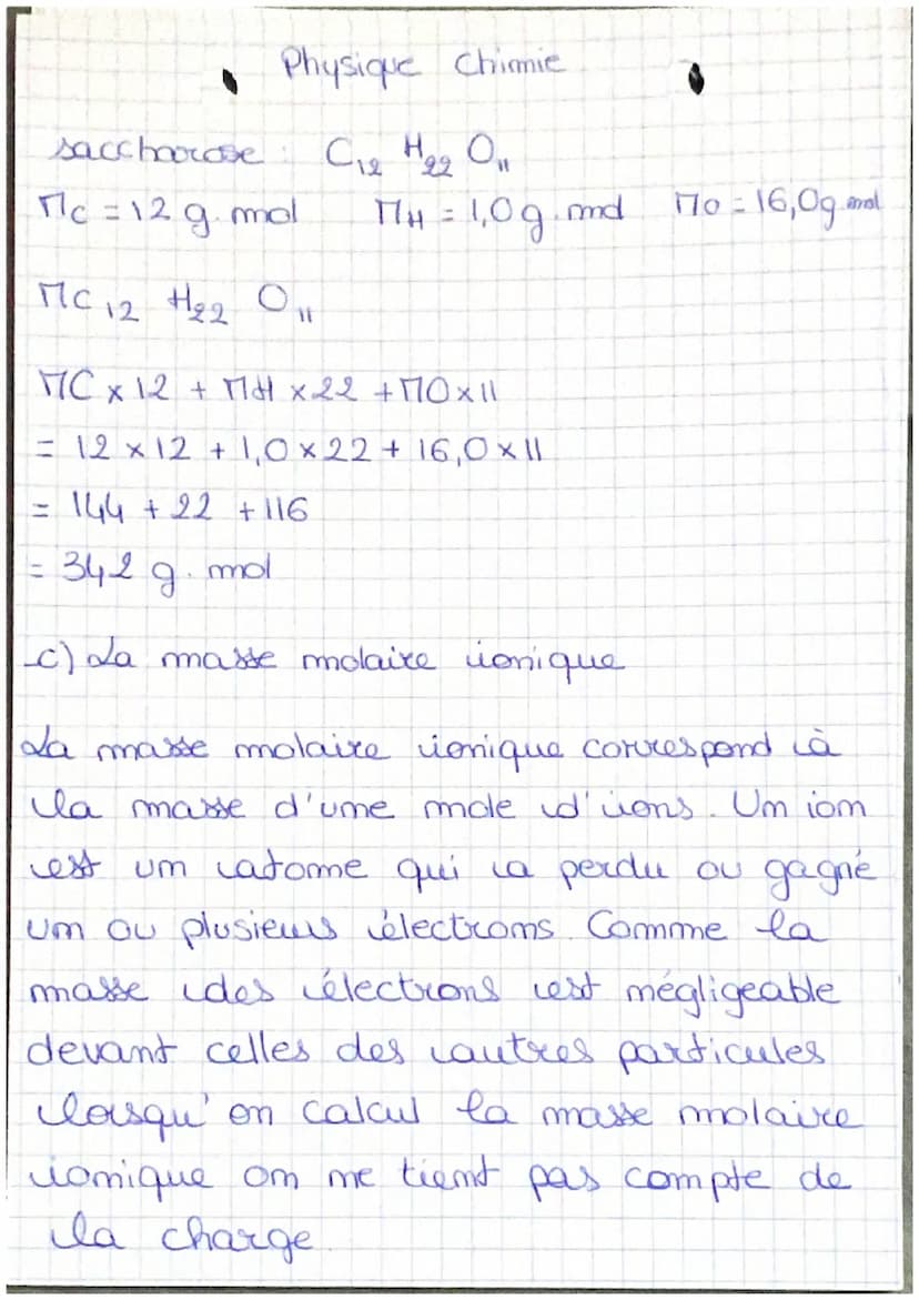Physique Chimie
La sécurité routière
I
Rappel de chimie
1) La quantité de matière
La quantité de matière m ou membre de
moles est un ensembl