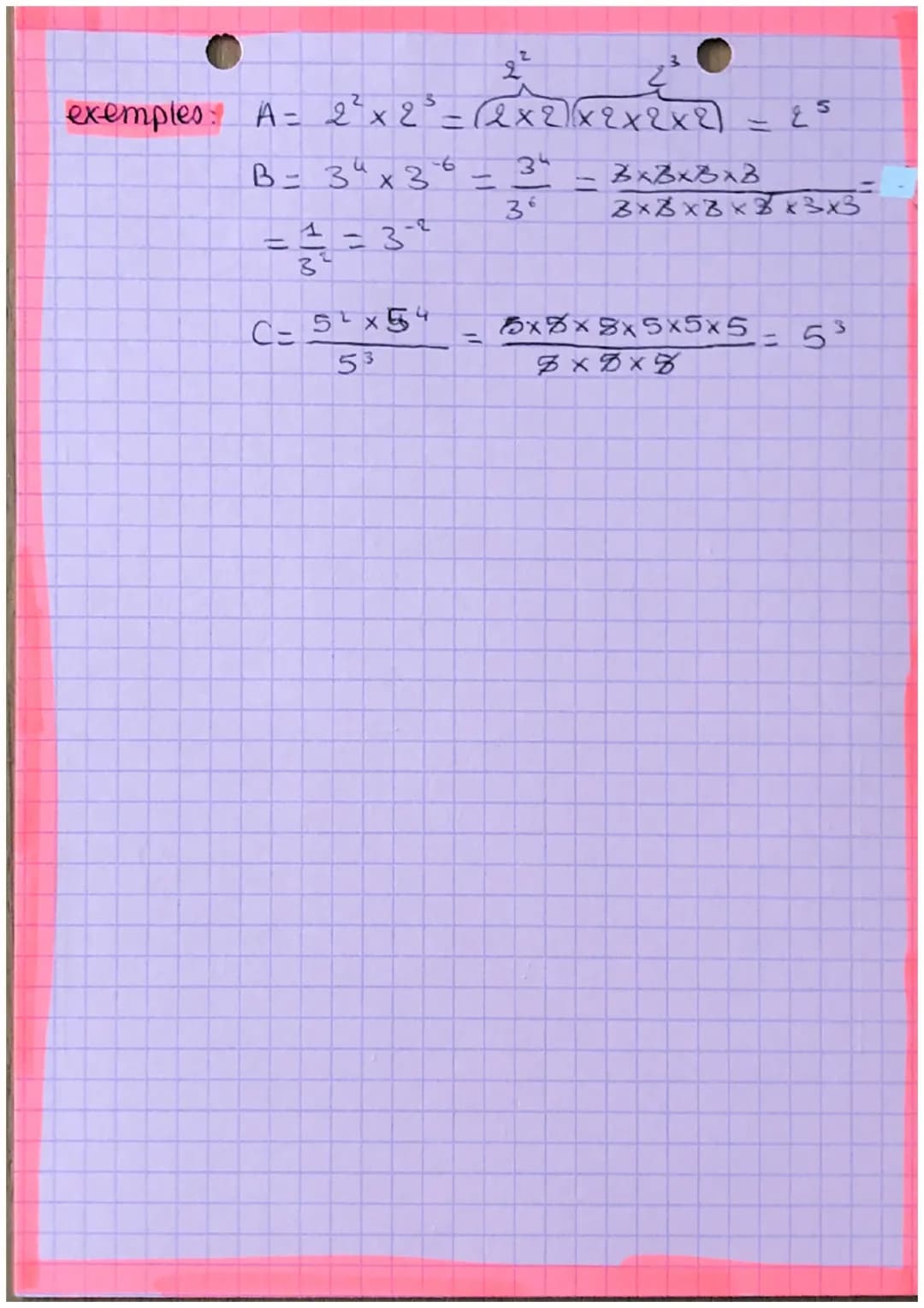 Les puissances.
a
cas
6
منعم•
a
= axax... а
m fois
U
exemples: 35 - 3x3x3x3x3=243
=
2023
particuliers : a² = a
régle:
le nombre m
"1
appelé 