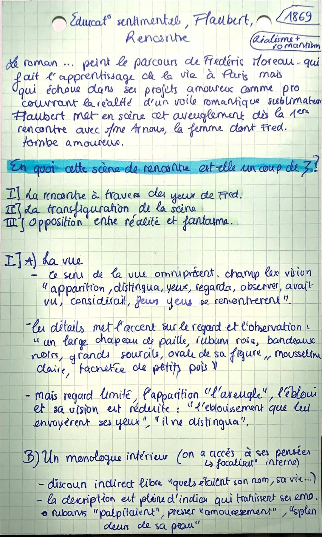 Analyse linéaire de la rencontre Frédéric/Mme Arnoux - L'Éducation Sentimentale Chapitre 1