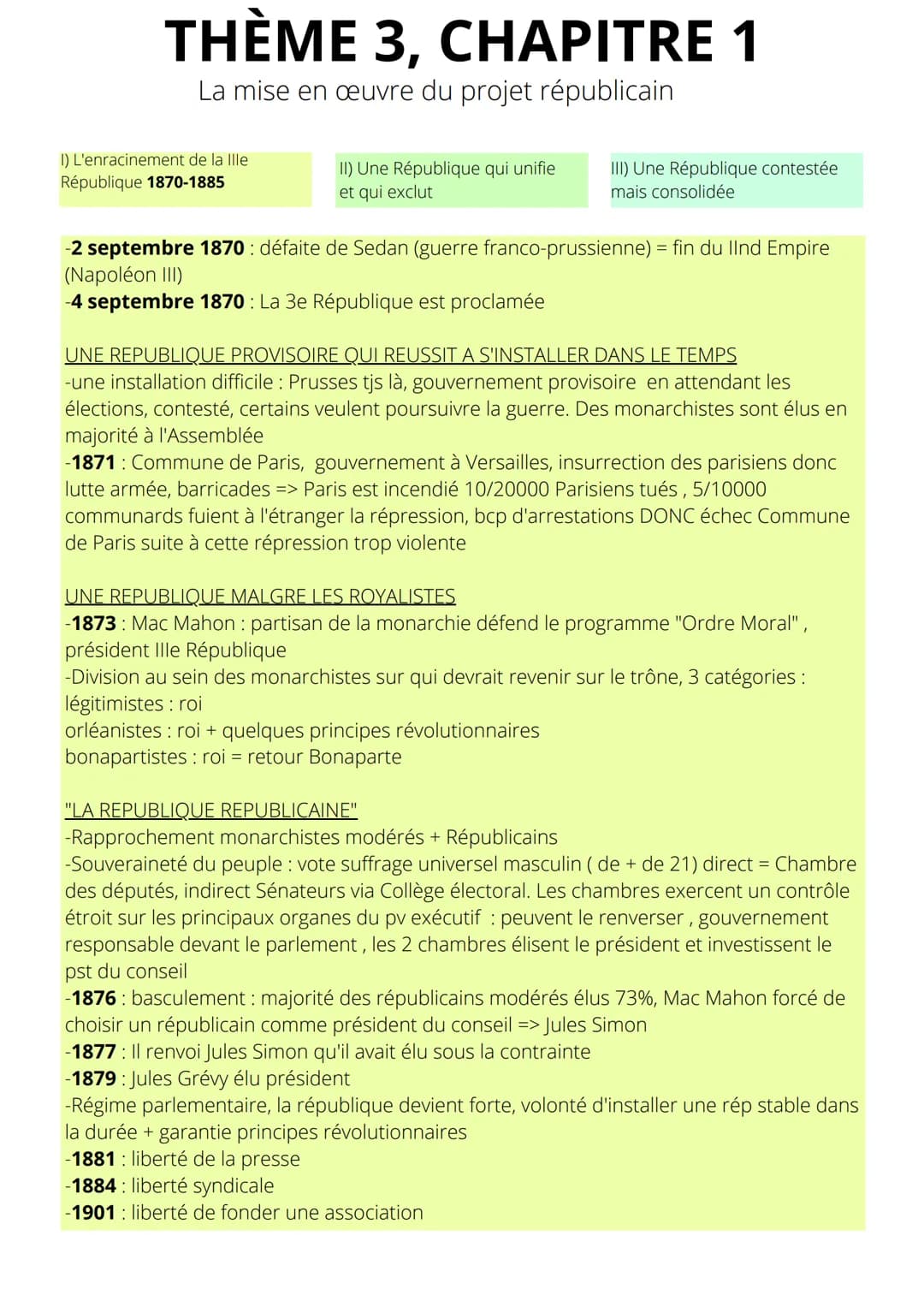 THÈME 1, CHAPITRE 1
La révolution française et l'empire vers le concept moderne de la
nation
II) Succession des
régimes
I) Le Royaume de Fra