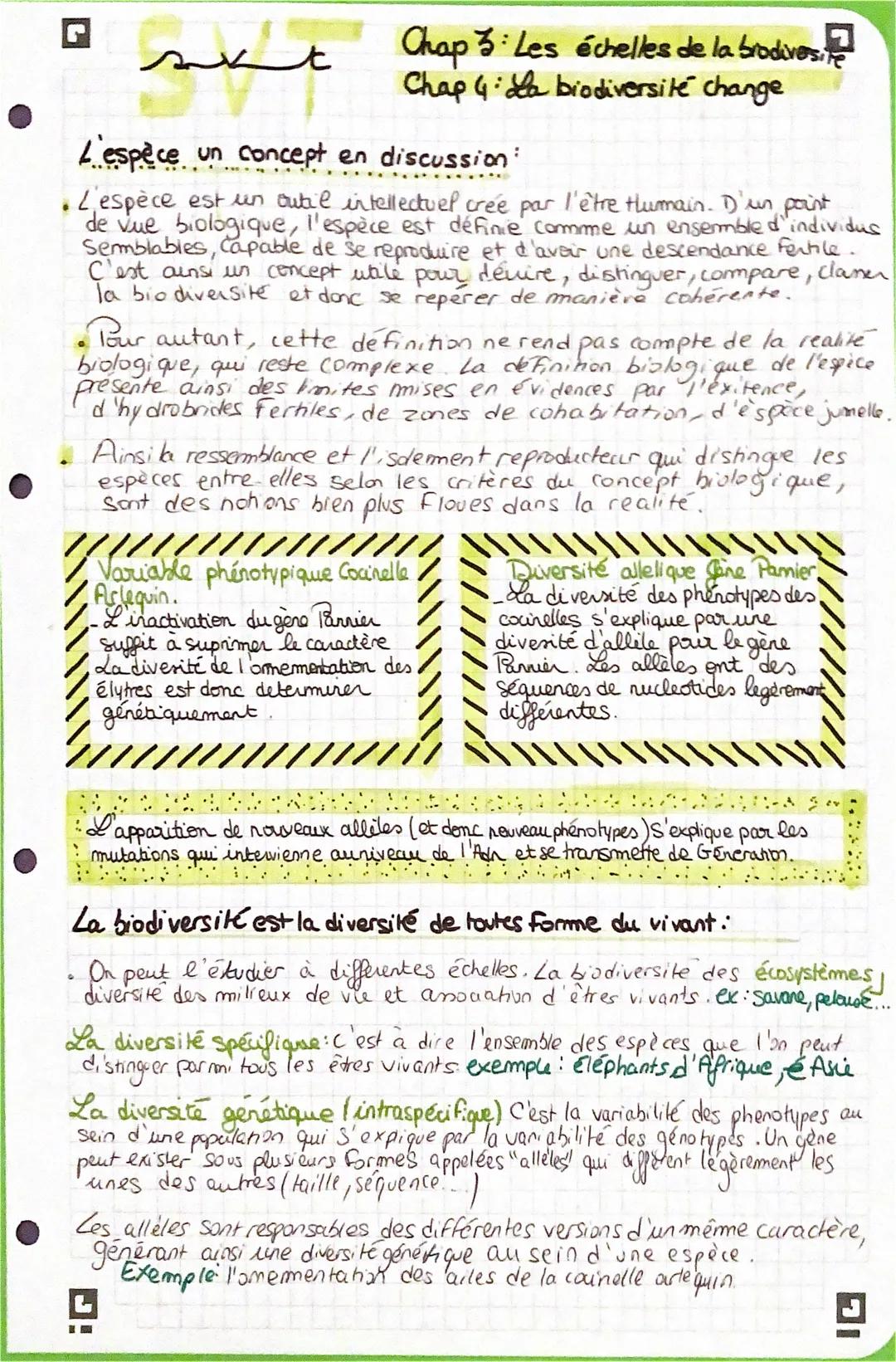 r
سمر
st
Chap 3: Les échelles de la brodivers.
Chap 4: La biodiversité change
4d
L'espèce un concept en discussion
L'espèce est un outil int