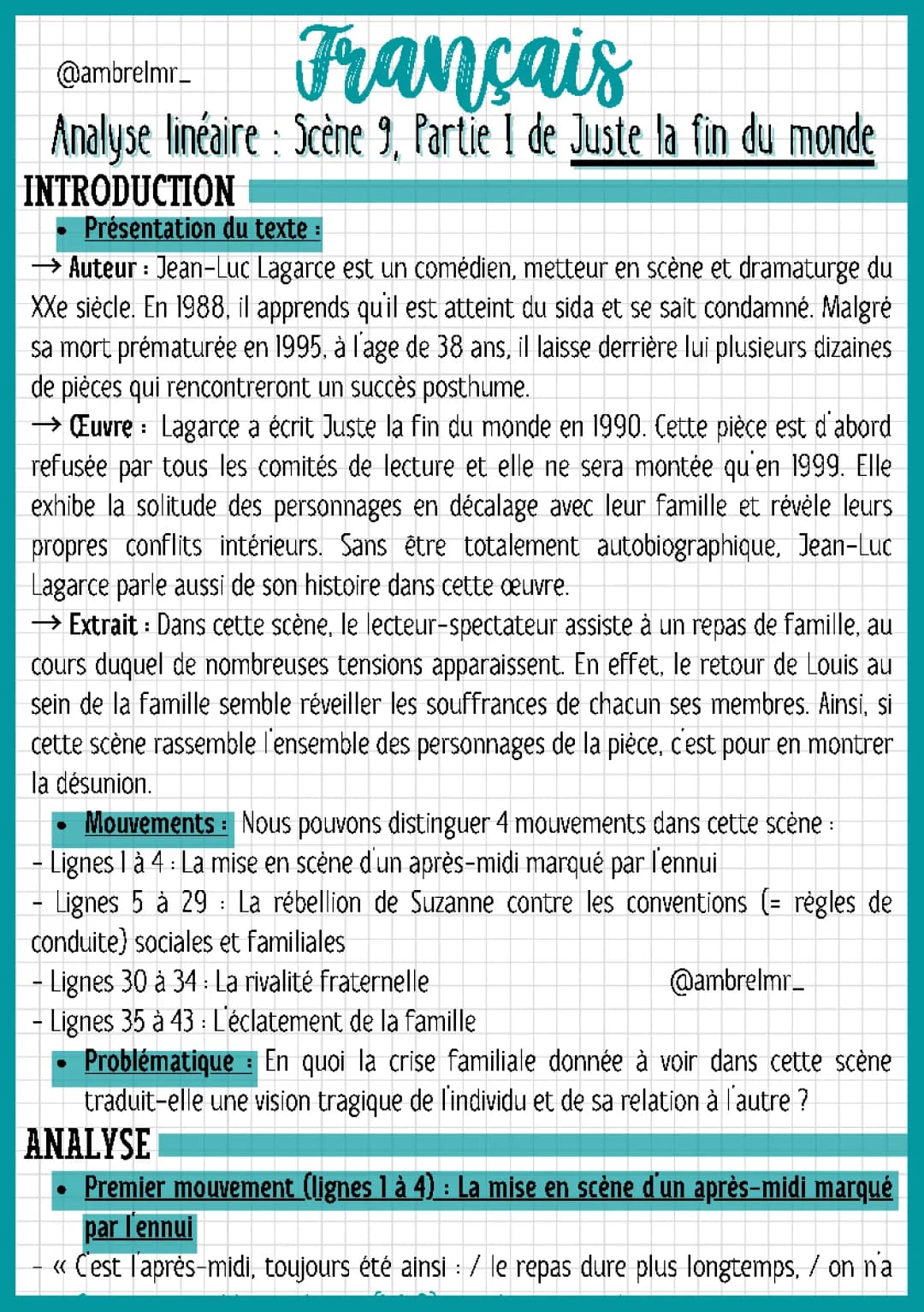 Juste la fin du monde Scène 9 Analyse PDF - Partie 1 Texte
