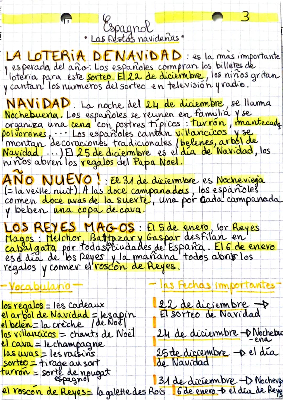 Espagnol
•Las fiestas navideñas •
3
LA LOTERIA DENAVIDAD: es la más importante
y esperada del año: Los españoles compran los billetes de
lot