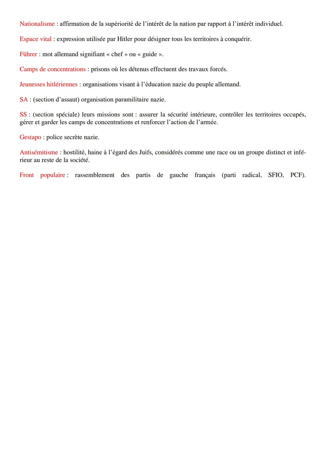 Définitions :
Histoire :
Guerre totale: conflit armé mobilisant toutes les ressources (économiques...) de l'Etat et toutes les catégo-
ries 