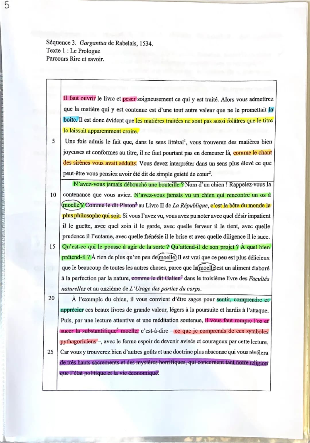 5
Séquence 3. Gargantua de Rabelais, 1534.
Texte 1: Le Prologue
Parcours Rire et savoir.
5
Il faut ouvrir le livre et peser soigneusement ce