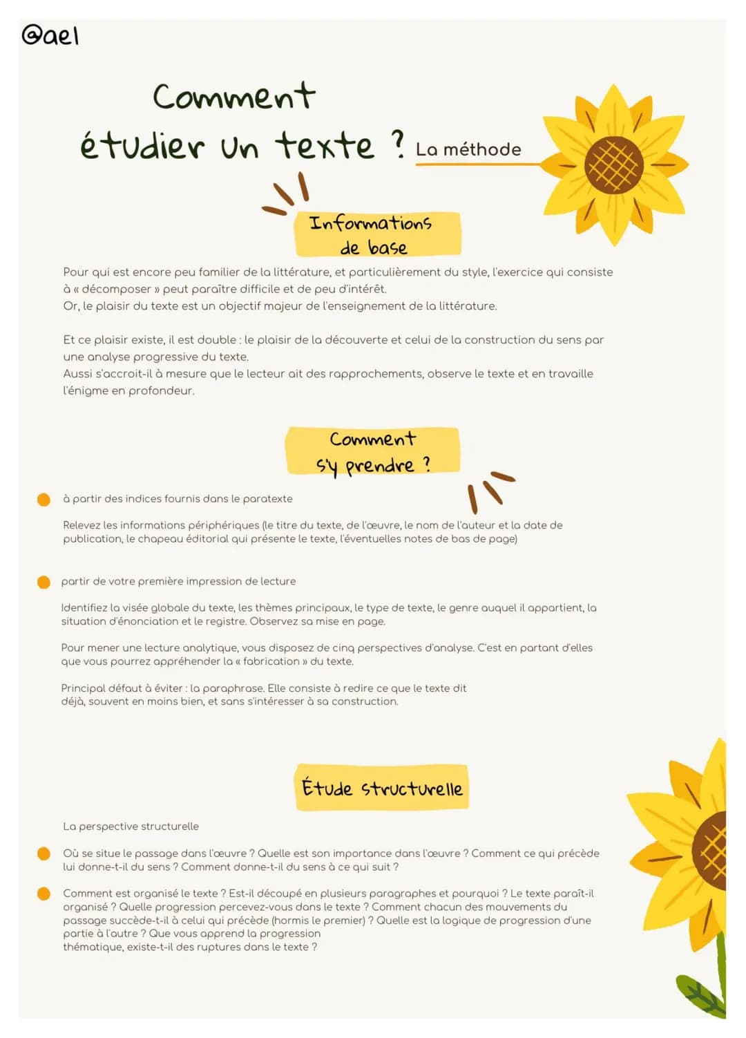 @ael
Comment
étudier un texte ? La méthode
J
Informations
de base
Pour qui est encore peu familier de la littérature, et particulièrement du