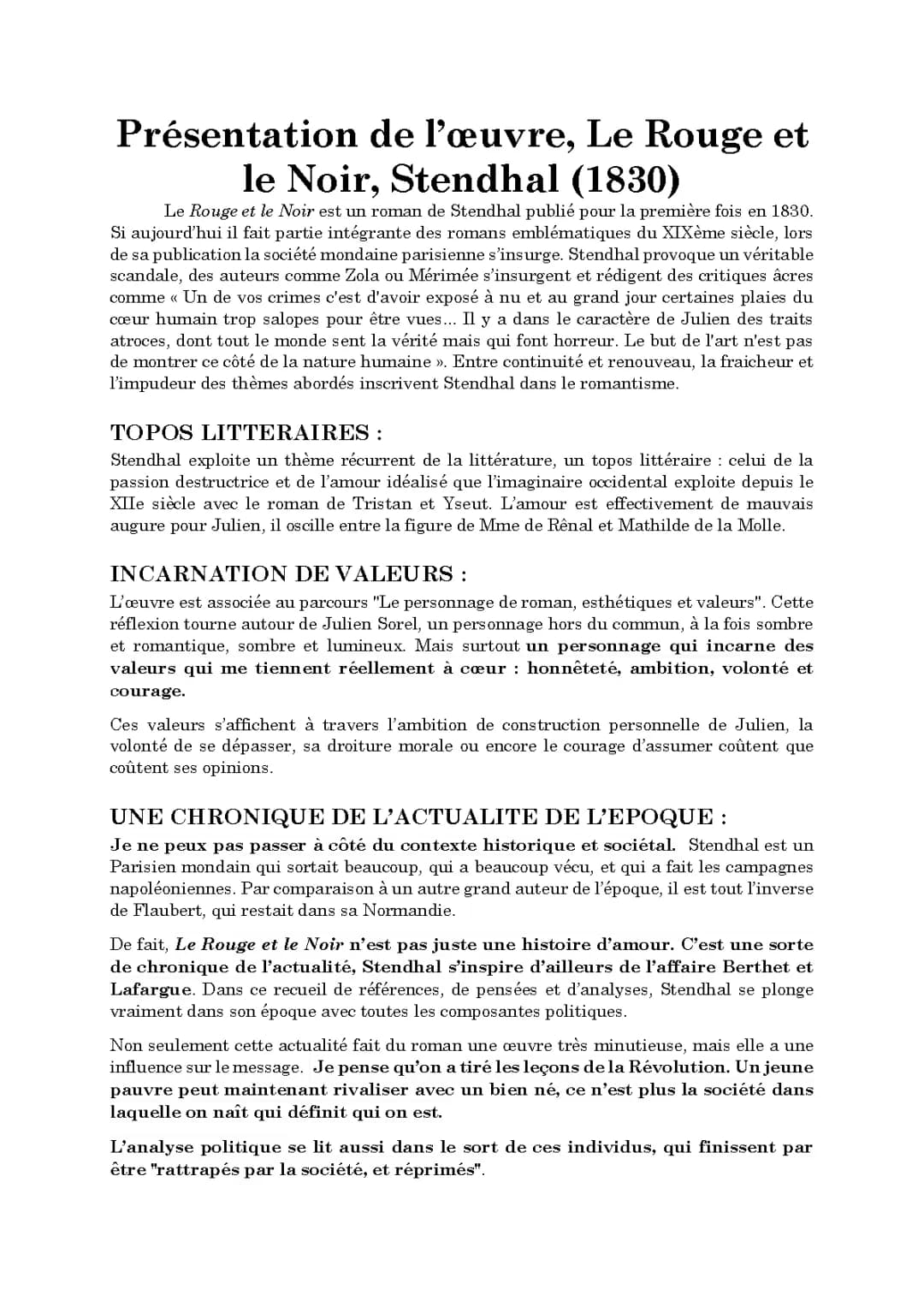 Le Rouge et le Noir: Résumé Simple et Analyse des Thèmes Principaux pour le Bac