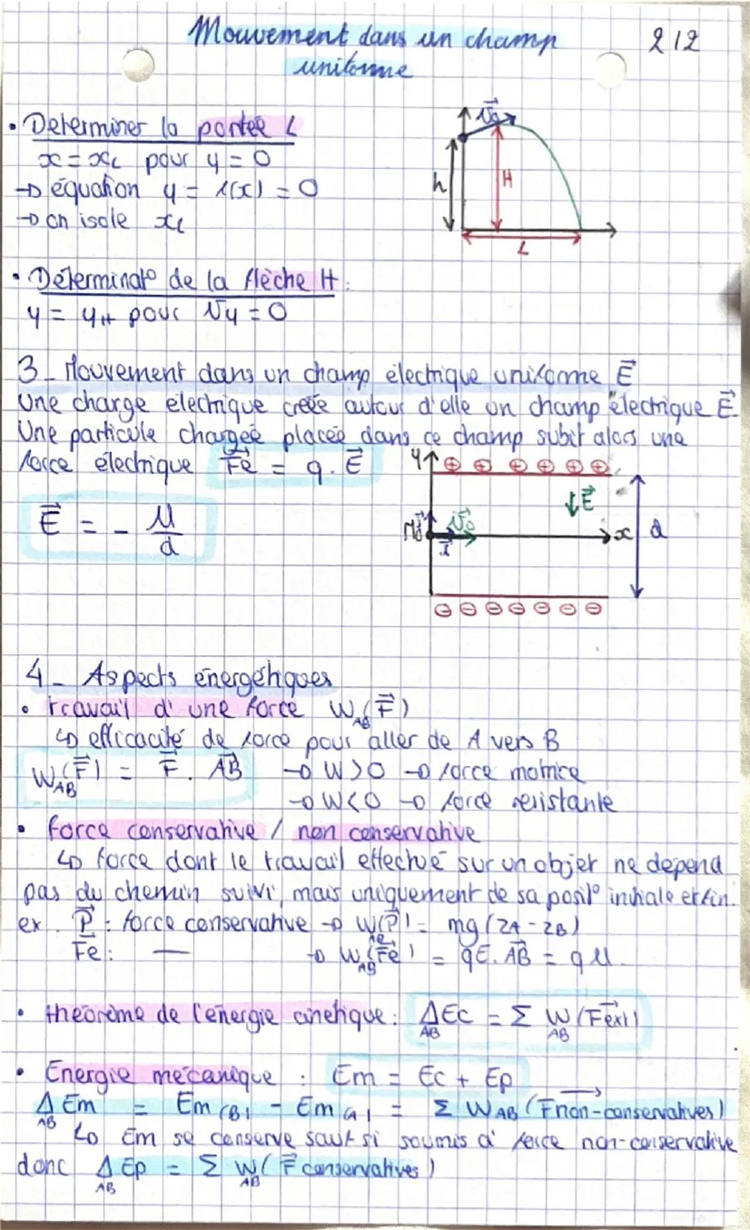 PHYSIQUE Description d'un mouvement Chap 1
1) Les differents vecheurs equations horaire
• le vecheur position (m)  ($\overrightarrow{OM}$(t)