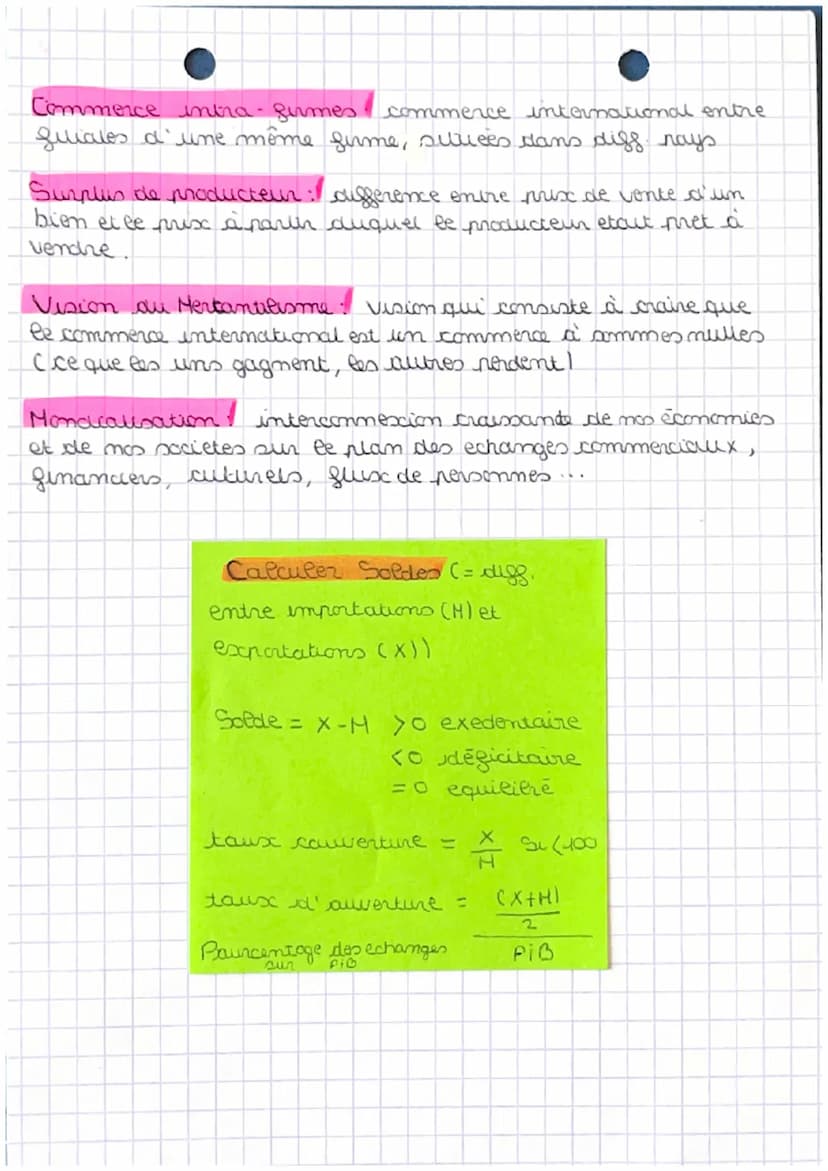 CHAPITRE 2.
Definitions
--> Quels sont les fondements du commerce international et de
l'internalisation de la production ?
Commence internat