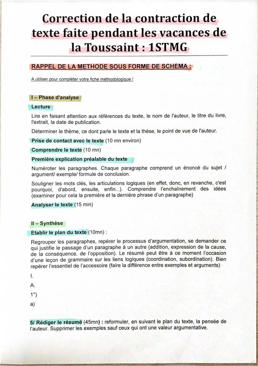 Découvre des Exemples de Contraction de Texte Corrigés pour le Bac!