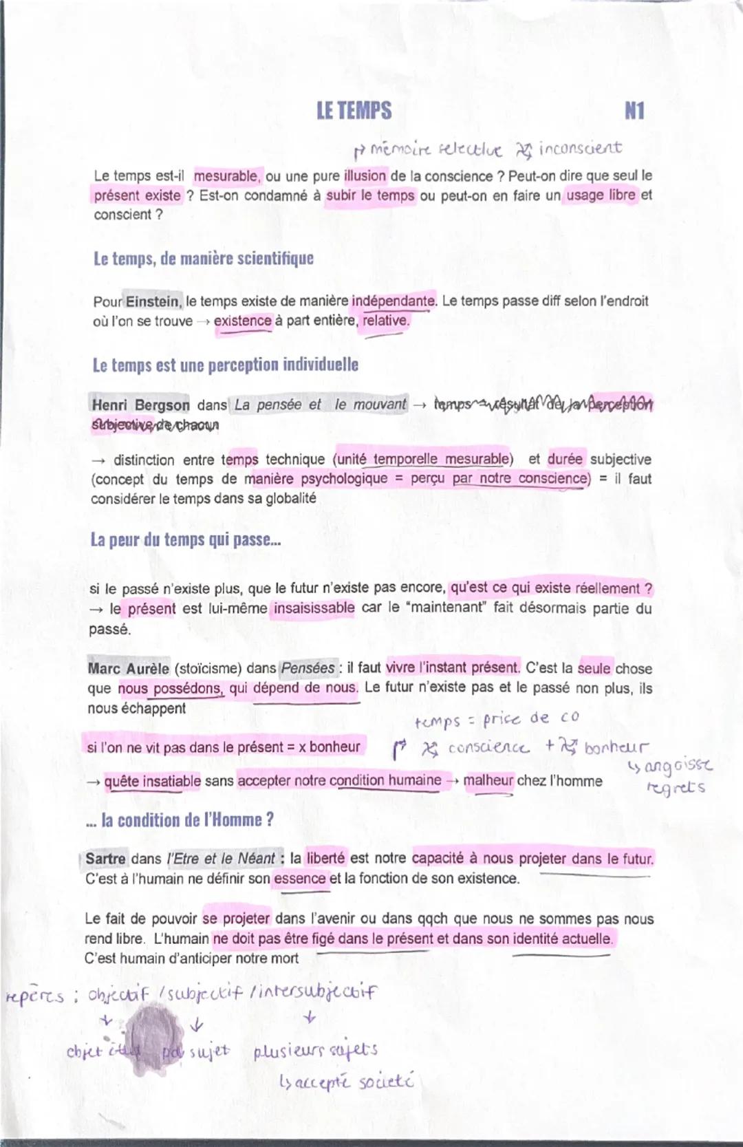 LE TEMPS
mémoire selectlue inconscient
N1
Le temps est-il mesurable, ou une pure illusion de la conscience? Peut-on dire que seul le
présent