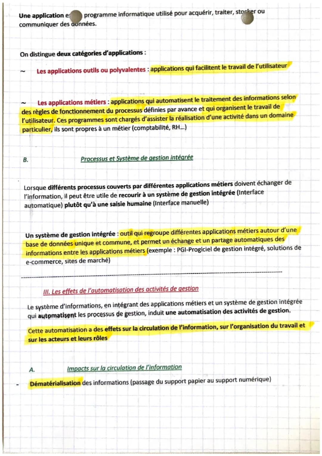 gestion
chap 1
Un processus est un ensemble d'activités qui s'exécutent les unes après les autres dans un
certain ordre et qui transformes d