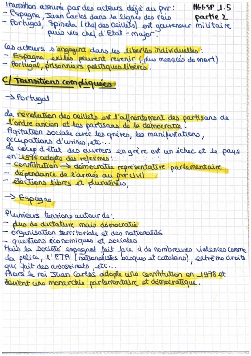 D'un regime autoritaire à la democratic:
le fortugal et l'Espagne de 1976 a 1982
Régime autoritaire
HGG&P 1.5
partie J
Portugal, regime auto
