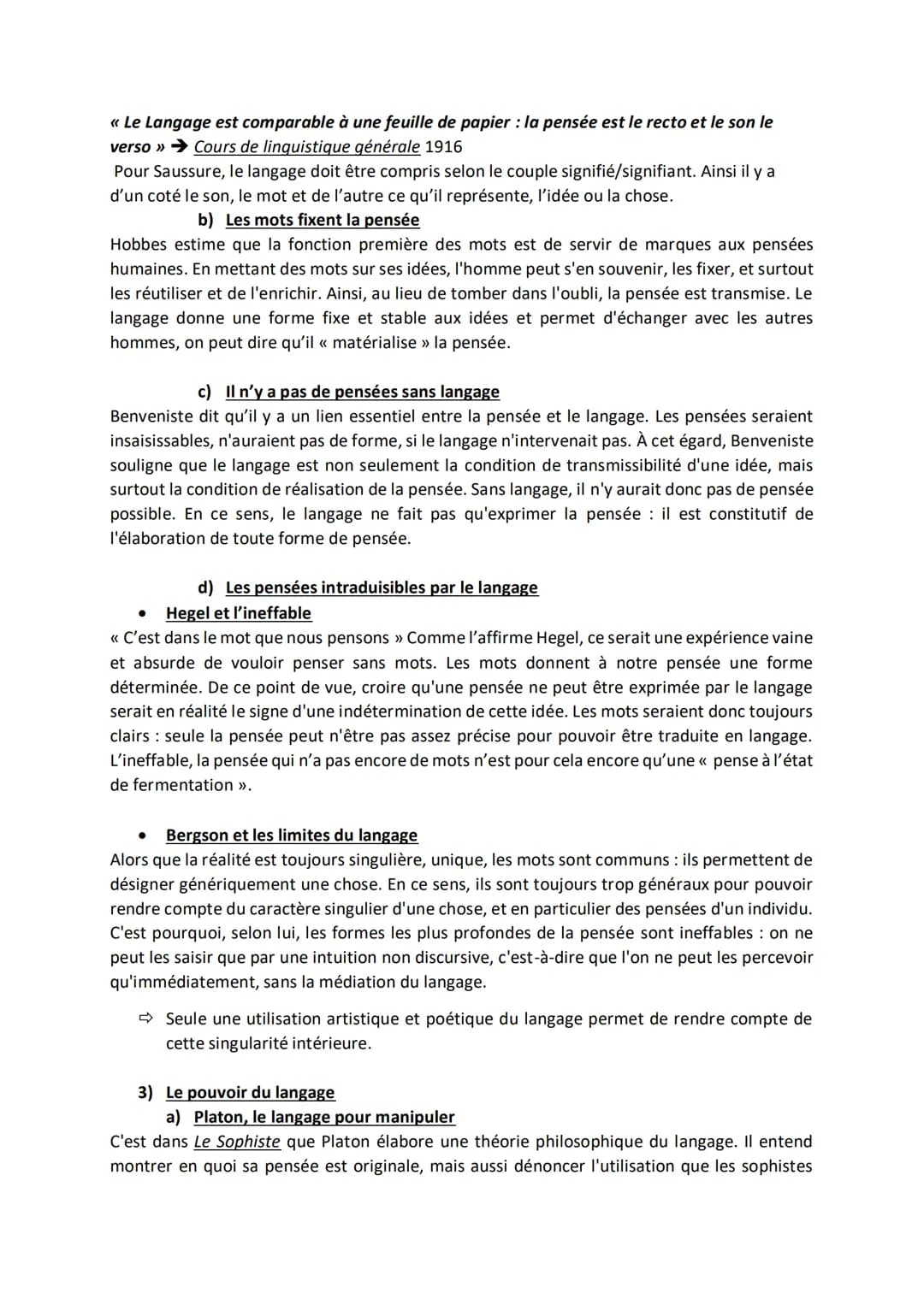 Repères à Maitriser :
Objectif/Subjectif
Genre/Espèce/Individu
Intuitif/Discursif
Ressemblance/Analogie
CHAPITRE 8: LE LANGAGE
1) Le langage