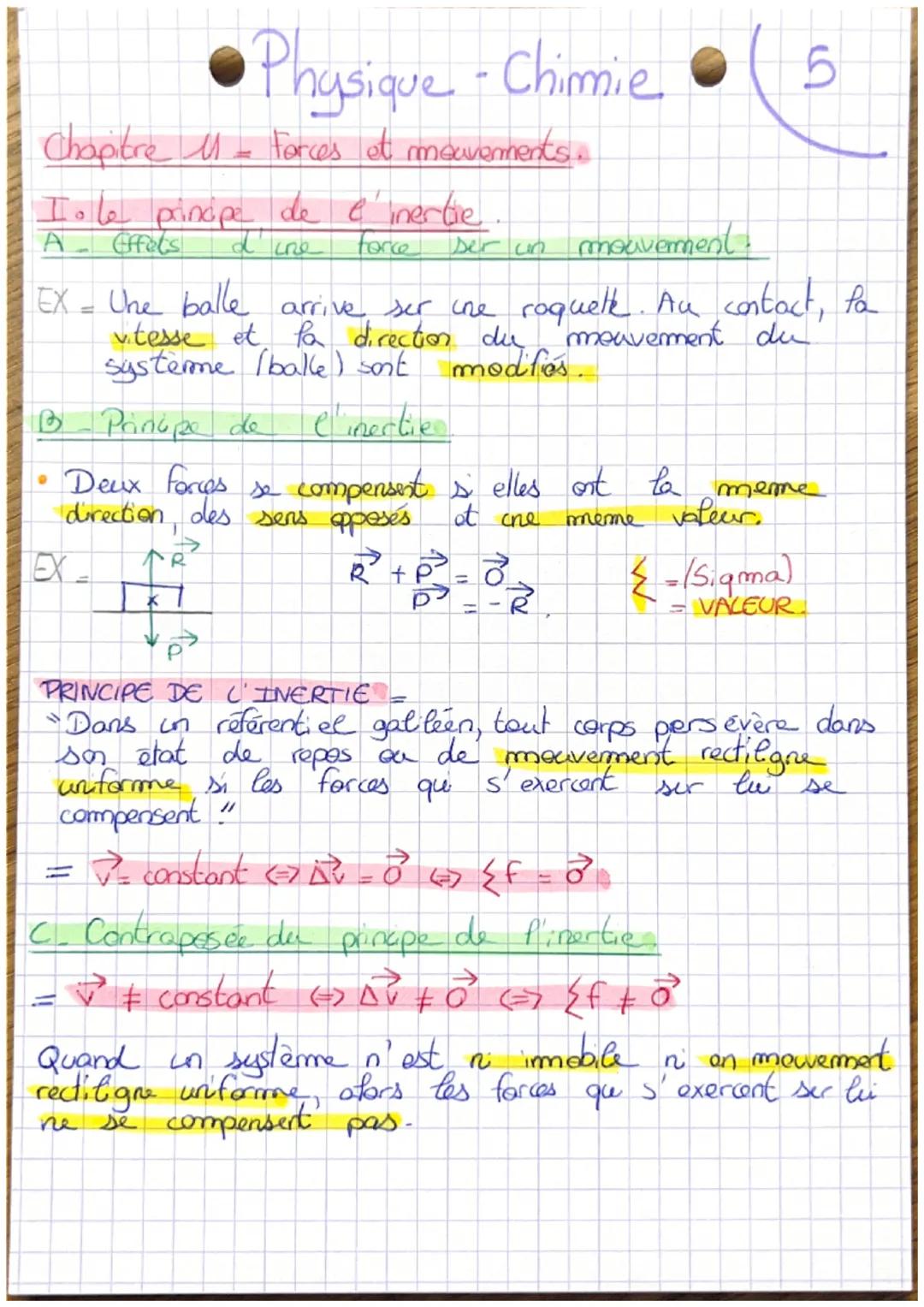 - •Physique-Chimie
- Chapitre M = Forces et mouvements.
- Io le principe de l'inertie.
- A Effets d'une force ser un mouvement.
- EX- Une ba