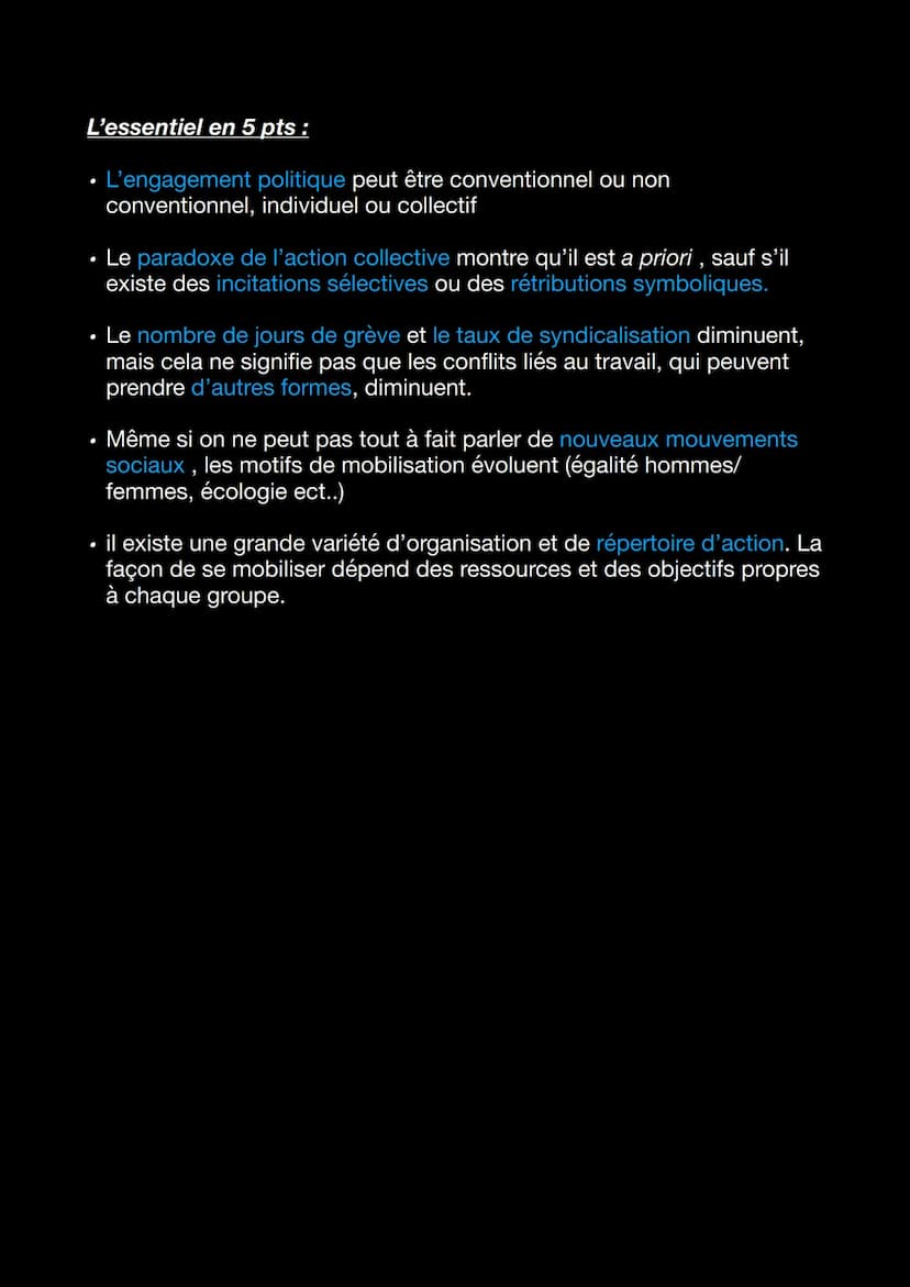 Chapitre 2 : Comment expliquer l'engagement
politique ?
Comment et pourquoi s'engage-t-on ?
Les formes de l'engagement politique
-> La forme