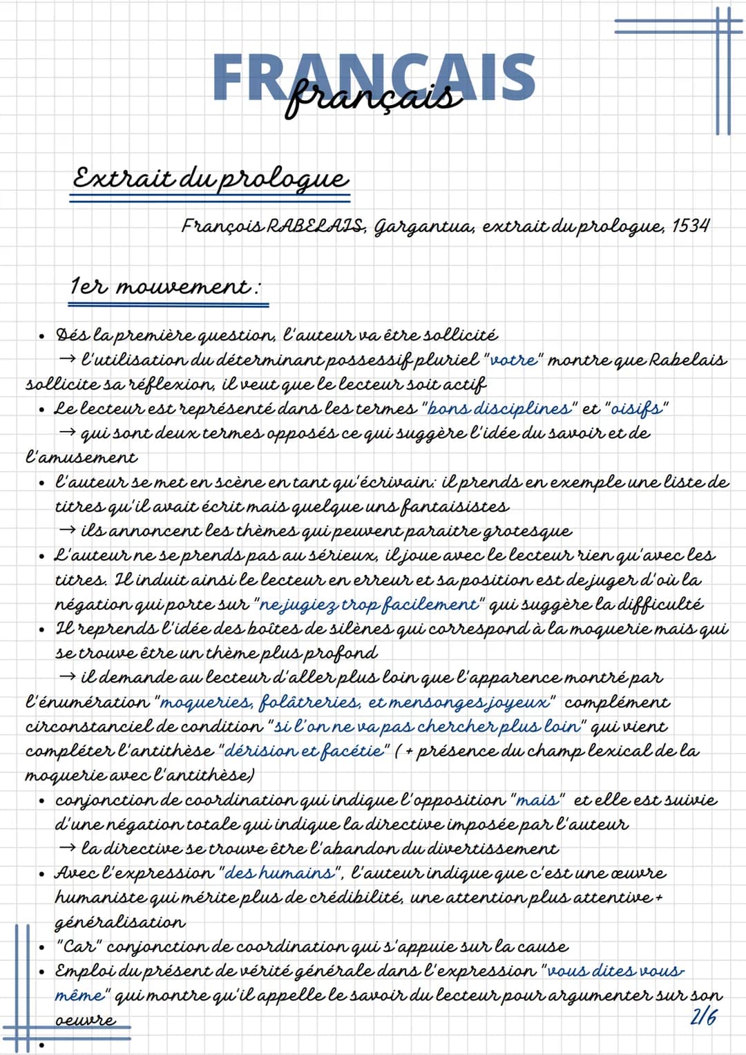 FRANÇAIS
Extrait du prologue
François RABELAIS, Gargantua, extrait du prologue, 1534
INTRODUCTION
Rabelais est le grand humaniste français d