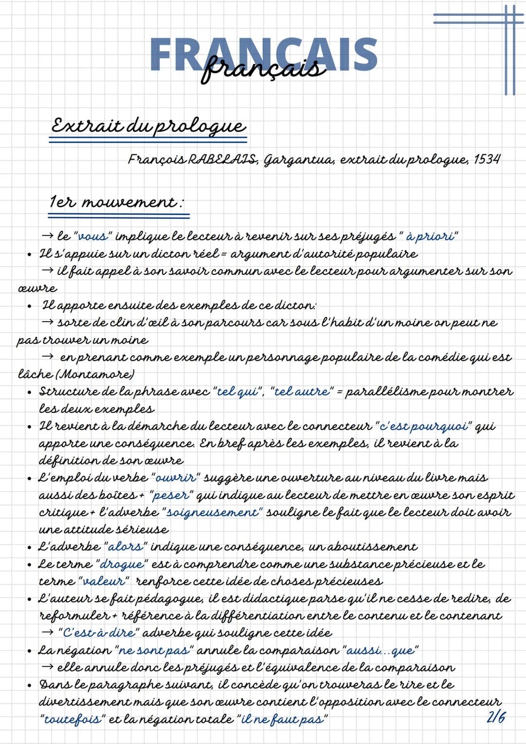 FRANÇAIS
Extrait du prologue
François RABELAIS, Gargantua, extrait du prologue, 1534
INTRODUCTION
Rabelais est le grand humaniste français d