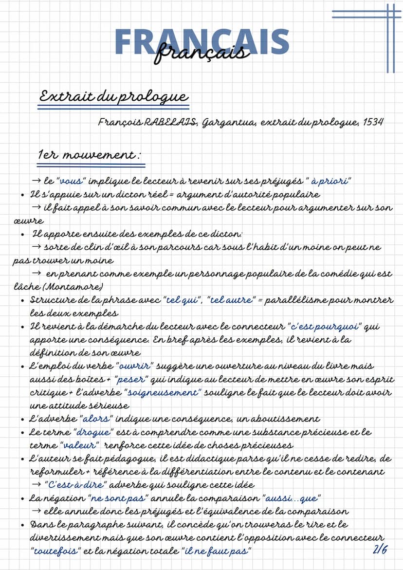 FRANÇAIS
Extrait du prologue
François RABELAIS, Gargantua, extrait du prologue, 1534
INTRODUCTION
Rabelais est le grand humaniste français d