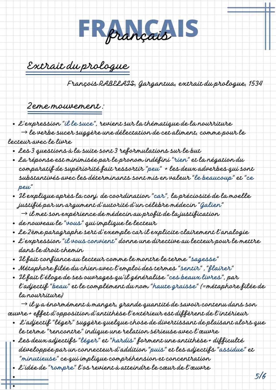 FRANÇAIS
Extrait du prologue
François RABELAIS, Gargantua, extrait du prologue, 1534
INTRODUCTION
Rabelais est le grand humaniste français d