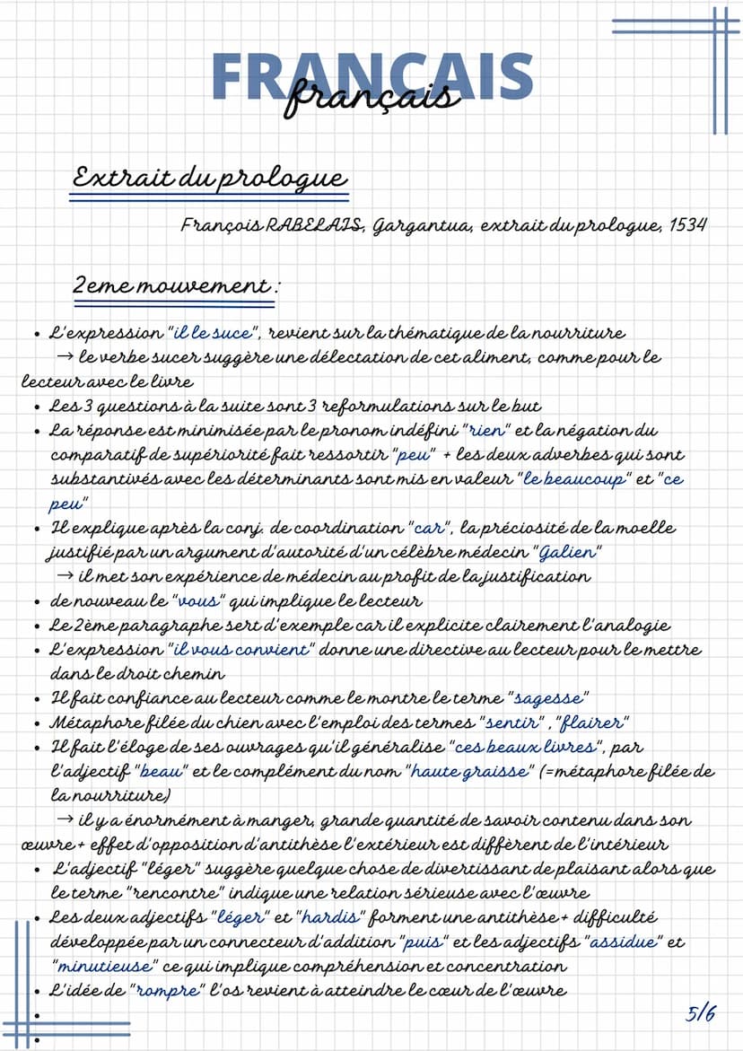 FRANÇAIS
Extrait du prologue
François RABELAIS, Gargantua, extrait du prologue, 1534
INTRODUCTION
Rabelais est le grand humaniste français d
