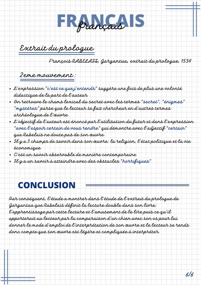 FRANÇAIS
Extrait du prologue
François RABELAIS, Gargantua, extrait du prologue, 1534
INTRODUCTION
Rabelais est le grand humaniste français d