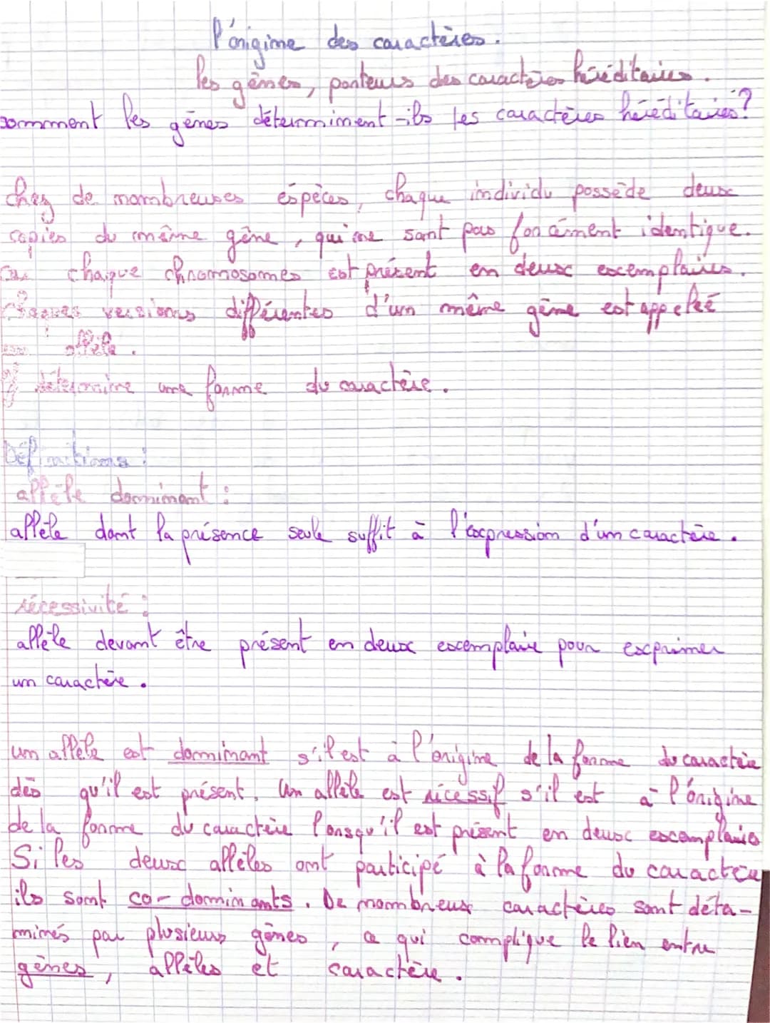 
<h2 id="caractreshrditaires">Caractères héréditaires</h2>
<p>Les gènes, porteurs des caractères héréditaires, déterminent les caractères hé