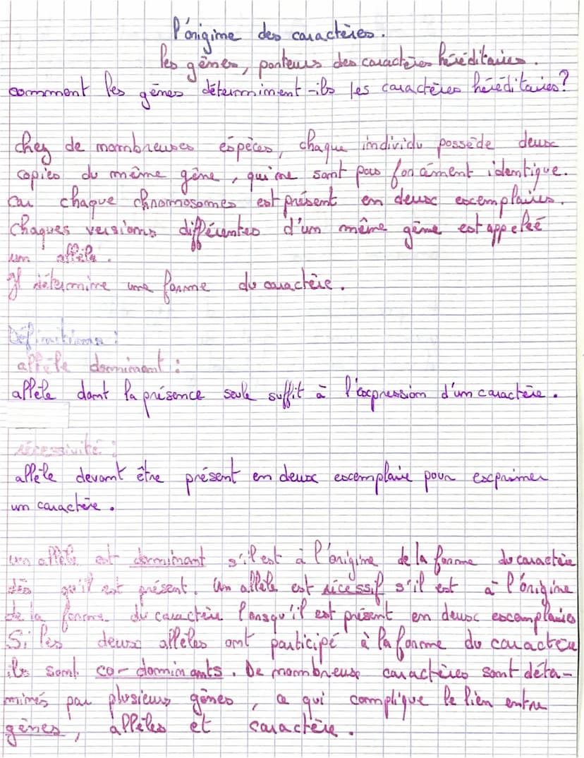 
<h2 id="caractreshrditaires">Caractères héréditaires</h2>
<p>Les gènes, porteurs des caractères héréditaires, déterminent les caractères hé