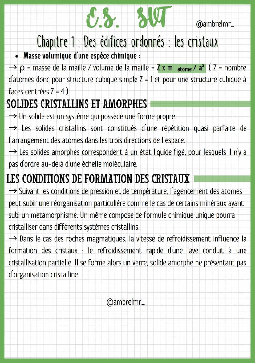 E.S. SUT
@ambrelmr_
Chapitre 1 Des édifices ordonnés : les cristaux
:
SOLIDES ET STRUCTURES CRISTALLINES
Description de la maille :
→Structu
