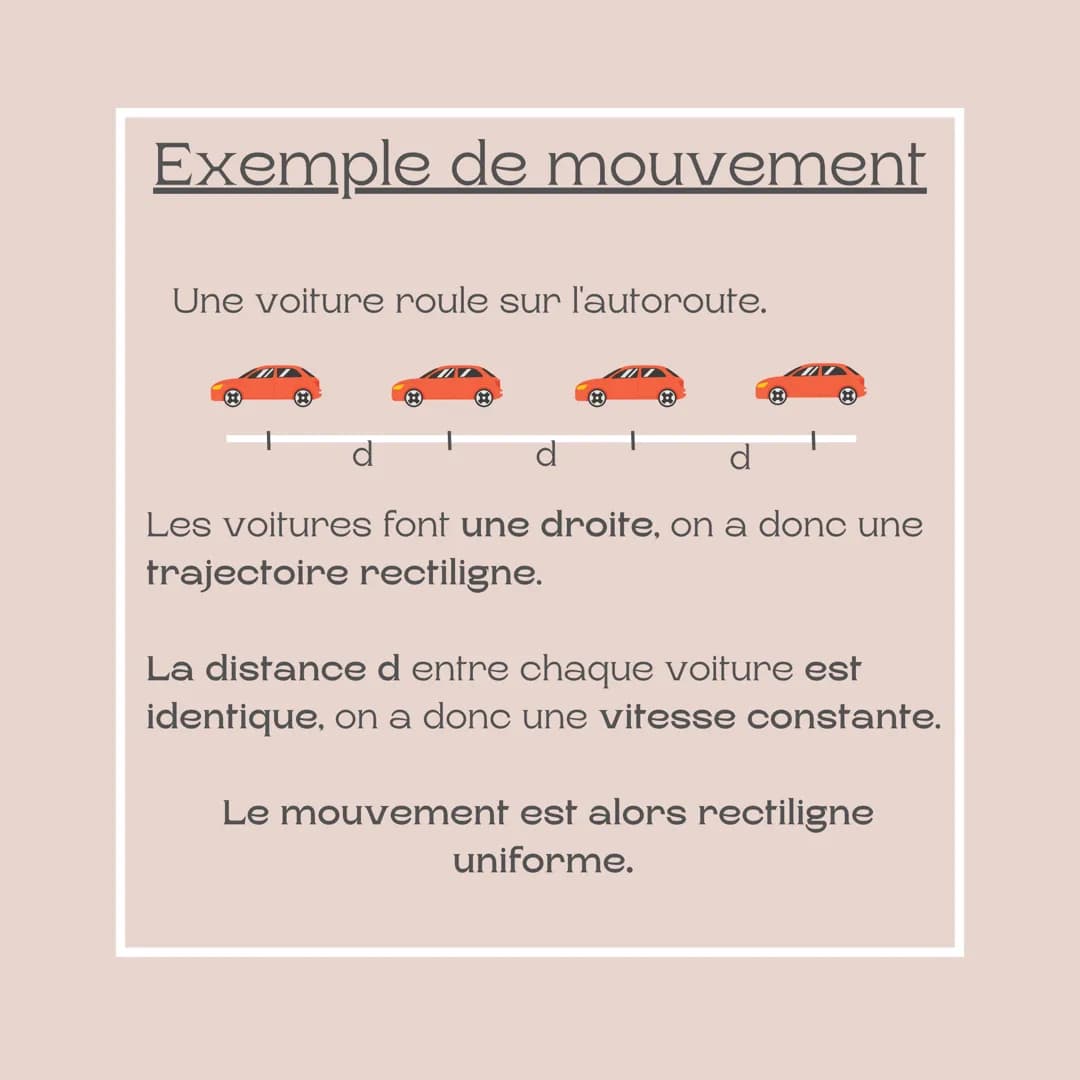 Fiche méthode
Le mouvement
Niveau : 3ème Qu'est ce que le
mouvement ?
Pour caractériser un mouvement tu
as besoin de 2 choses :
• d'une traj
