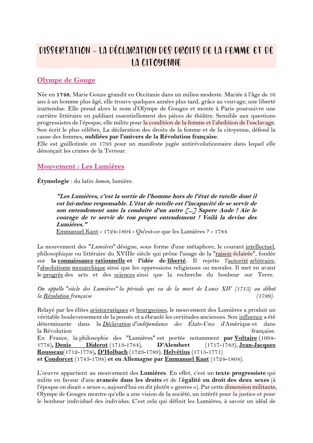 Olympe de Gouges et la Déclaration des Droits de la Femme