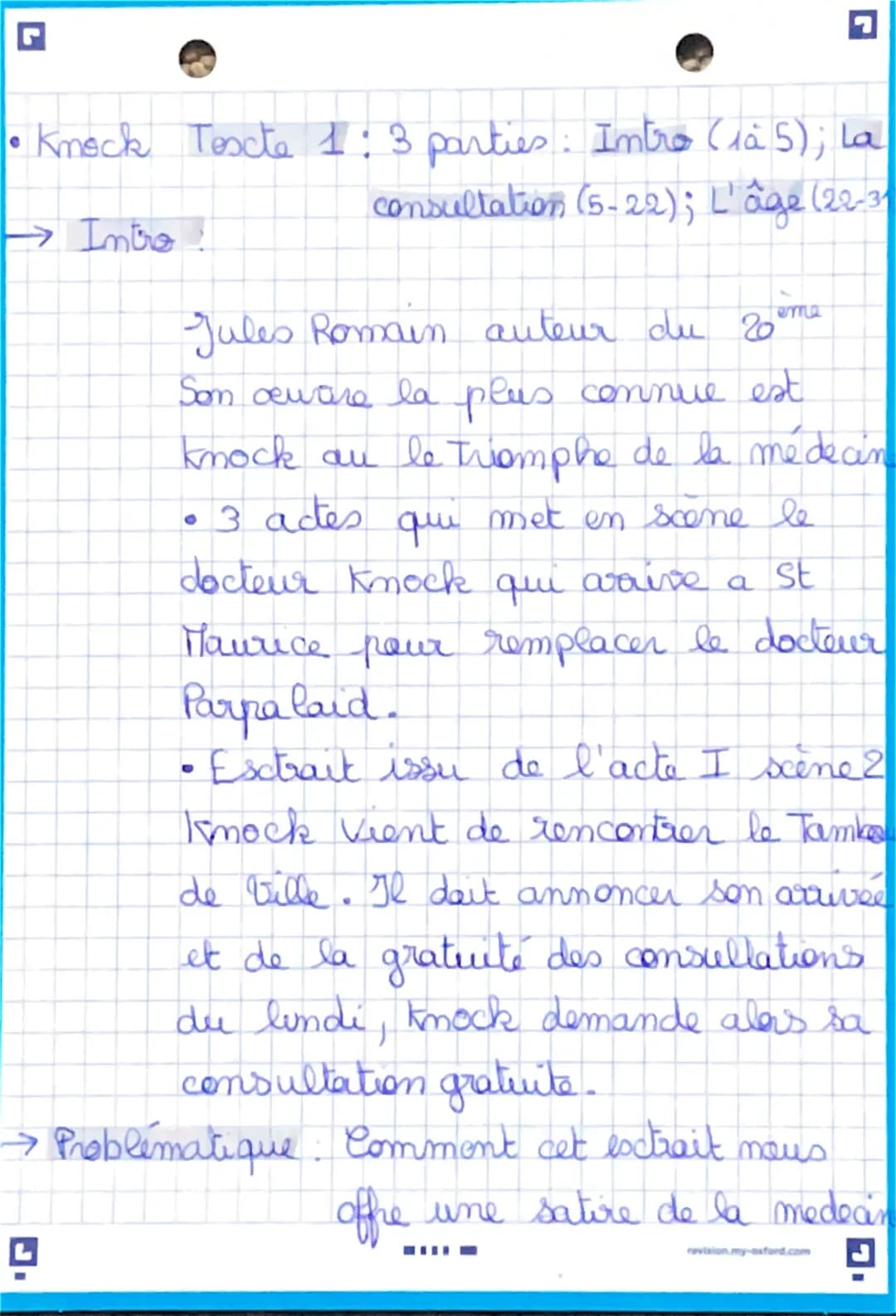 G
Knock Texte 1:3 parties: Intro (1à 5); la
consultation (5-22); L'âge (22-31
Intro:
ema
Jules Romain auteur du 20
Son œware la plus connue 