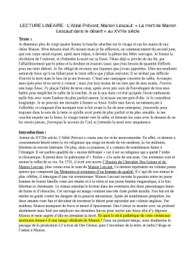 Know Lecture Linéaire « La mort de Manon Lescaut dans le désert », Manon Lescaut thumbnail