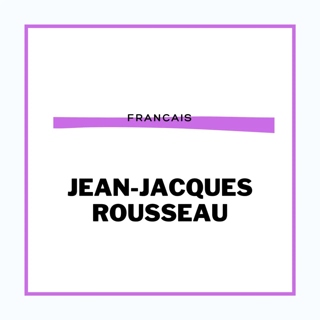 FRANCAIS
JEAN-JACQUES
ROUSSEAU ROUSSEAU
1712-1778
Philosophe, romancier, et
dramaturge du 17ème siècle
Il participe au développement du mouv