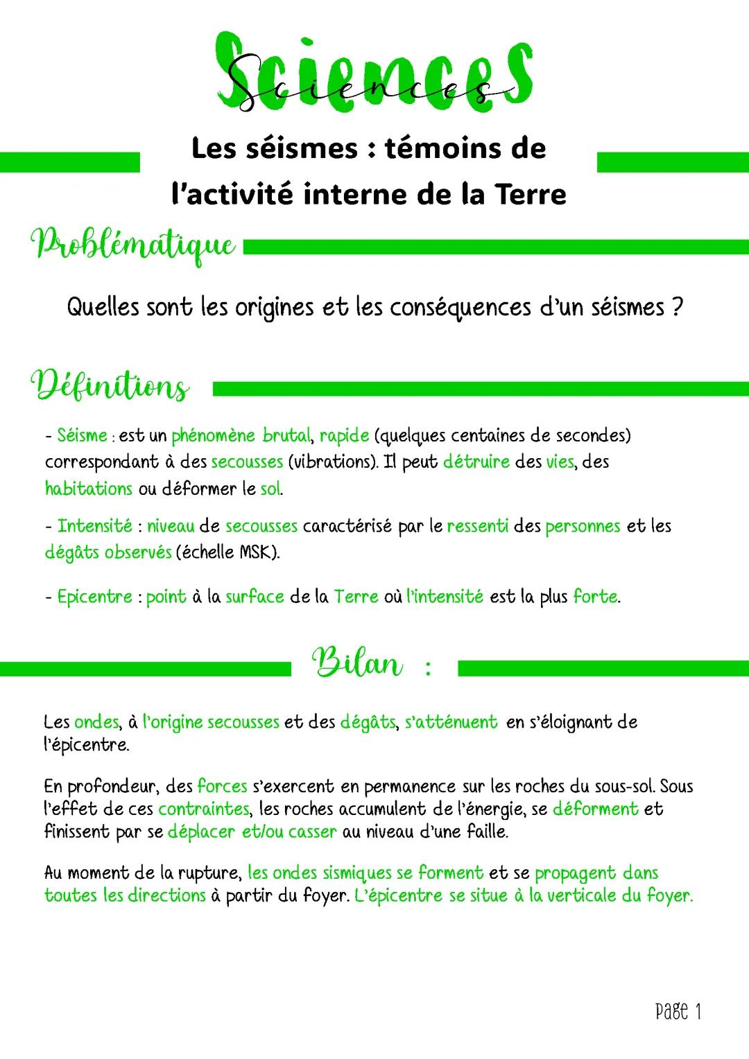 Les séismes : témoins de l’activité interne de la Terre