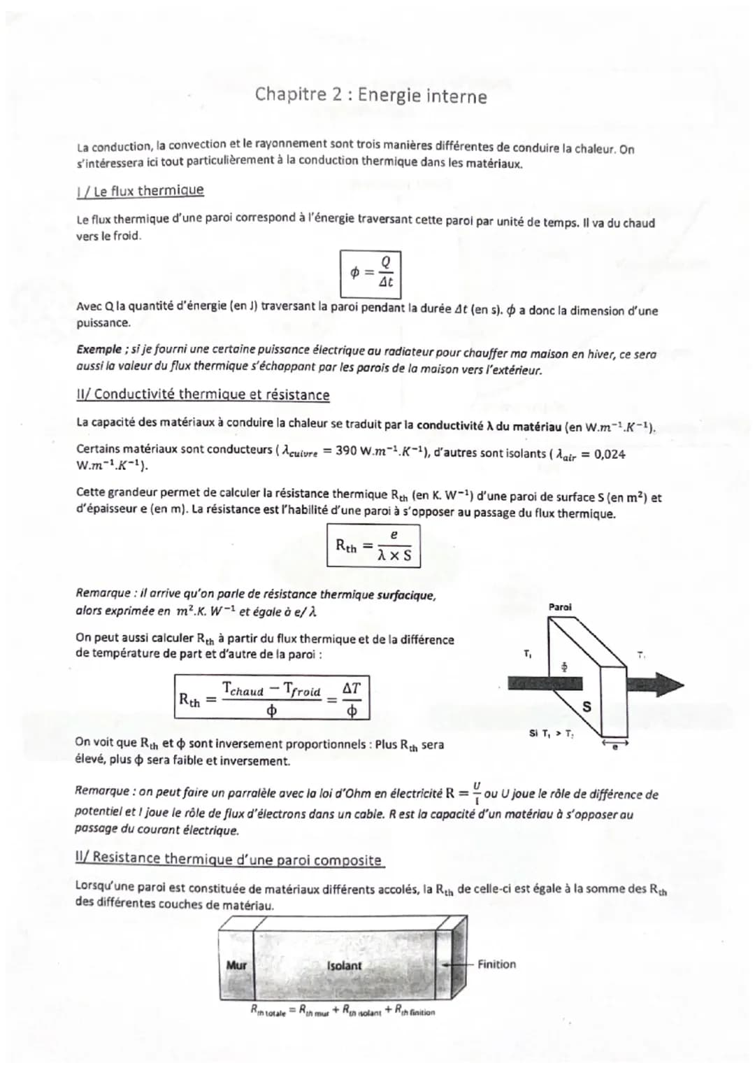Chapitre 2 Energie interne
La conduction, la convection et le rayonnement sont trois manières différentes de conduire la chaleur. On
s'intér