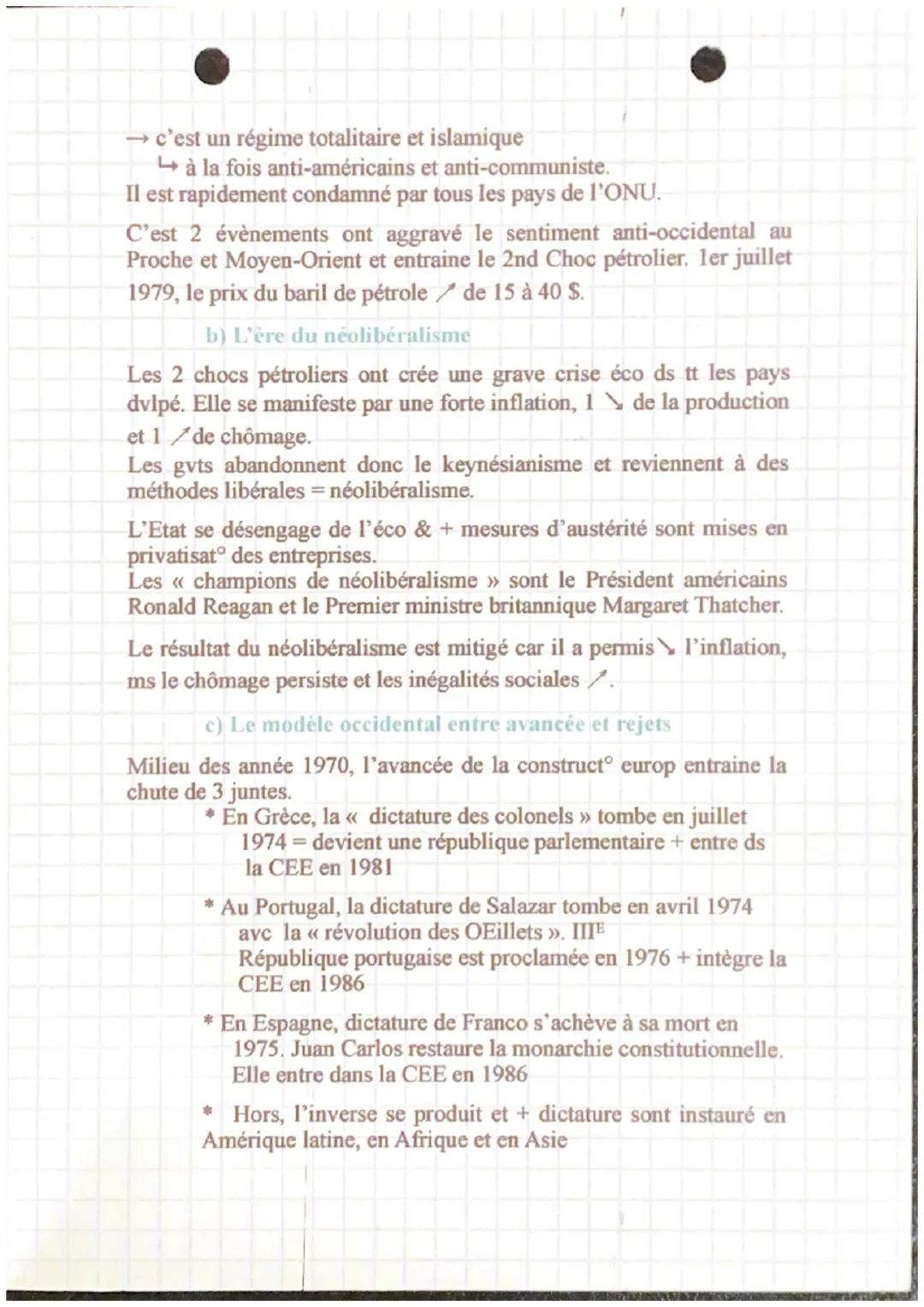 # Chapitre 7 Histoire

La modification des grandes équilibres économiques et politiques
(1973-1991)

* Milieu des année 1970 tensions entre 