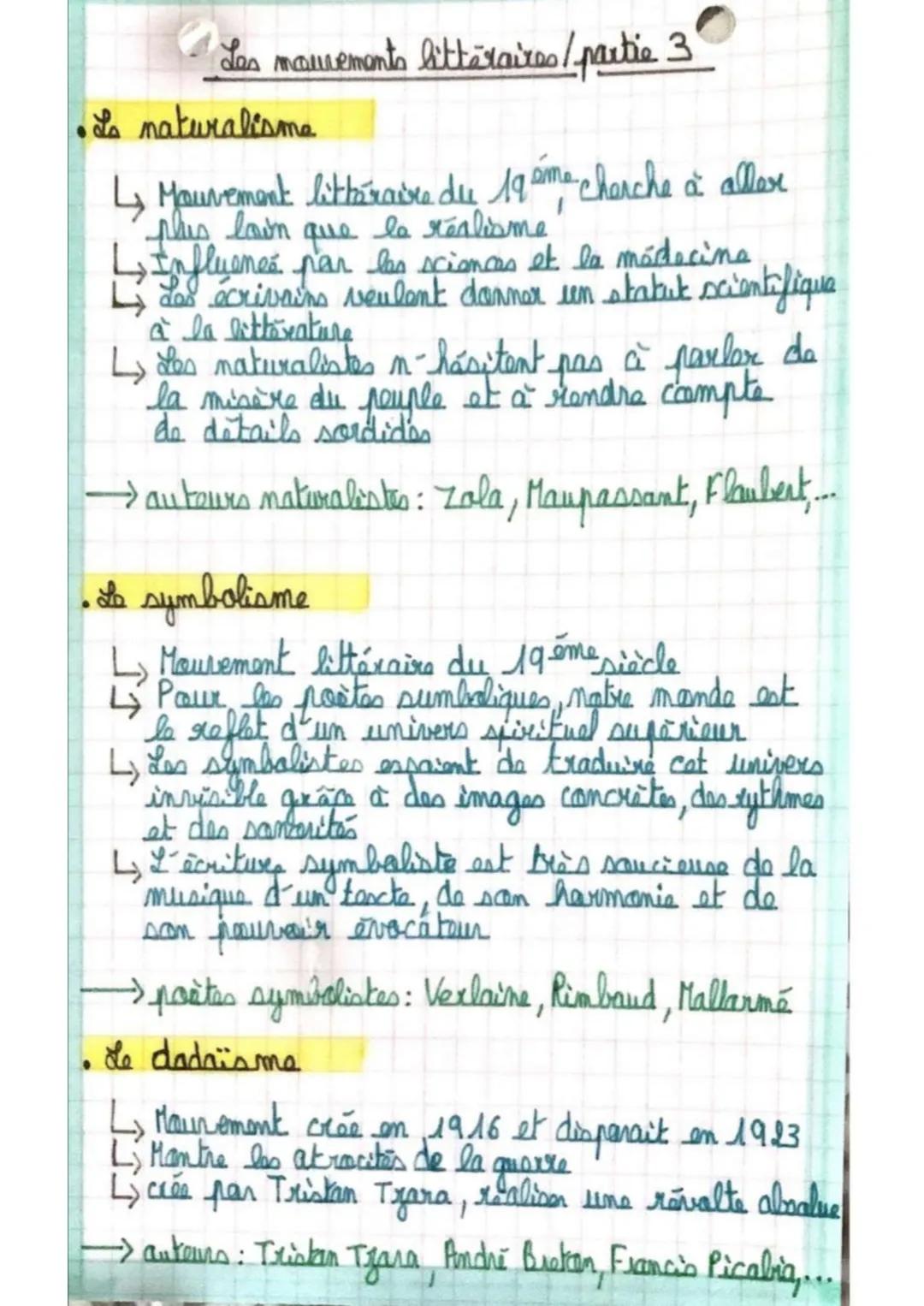 # Les mouvements littéraires/partie 3

•La naturalisme

↳ Mouvement littéraire du 19 sme cherche à aller
plus lain que la réalisme
↳ Influen