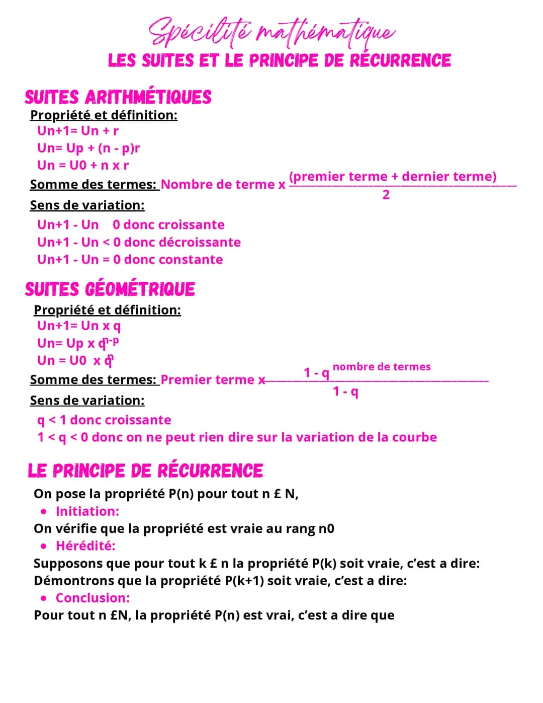les suites et la relation par récureence
