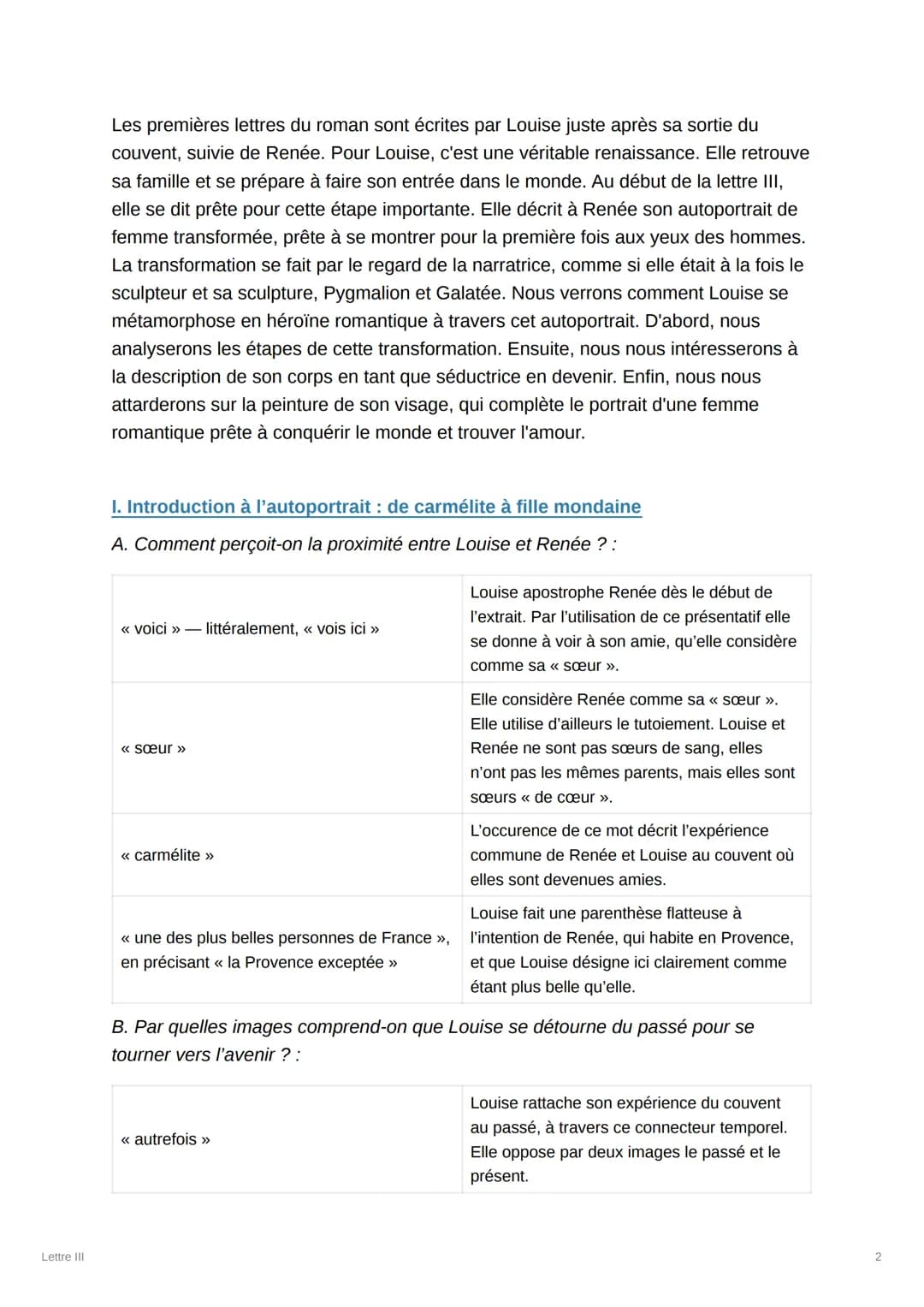Lettre III
Lettre III
Acquis
Extrait étudié :
Voici, Renée, le portrait de ta sœur autrefois déguisée en carmélite et
ressuscitée en fille l
